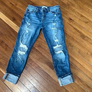 Kancan Cropped Distressed Jeans
